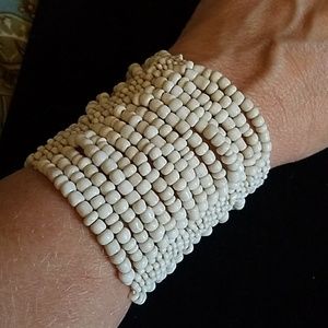 Boho 3" Multi-strand Ivory Stretch Bracelet